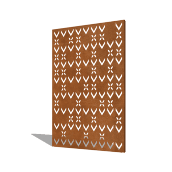 Pannello in acciaio corten con modello del tetto composizione 3 120 x 6 x 190 cm