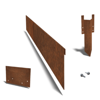 Bordura appiattita in acciaio Corten 13 cm - set completo per 15 metri