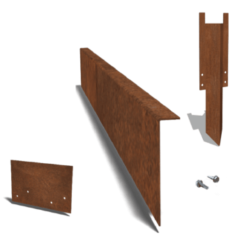 Bordura con bordi ripiegati in acciaio Corten 22 cm - set completo per 15 metri
