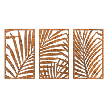 Decorazione da parete in acciaio corten - Felci 3-delig Large - 100 x 188,7 cm
