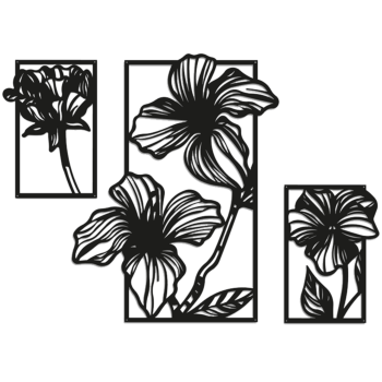 Decorazione da parete in metallo - Fiori 3 parti Large - 97,2 x 141,4 cm