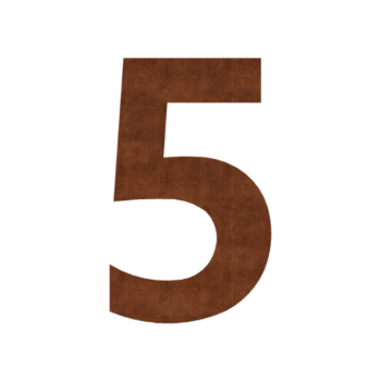 Numero civico in acciaio corten 5 - 18,3 x 30 cm
