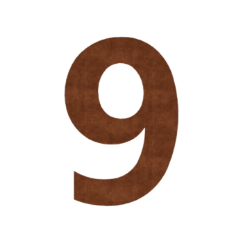 Numero civico in acciaio corten 9 - 33,2 x 50 cm