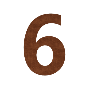 Numero civico in acciaio corten 6 - 10,1 x 15 cm - Autoadesivo