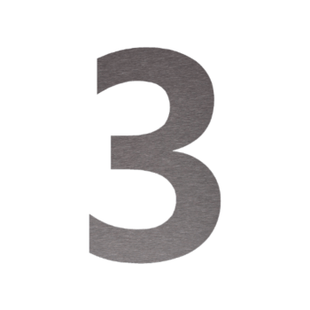 Numero civico in acciaio inox 3 - 9,1 x 15 cm - Spazzolato