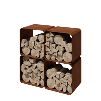 Portalegna in acciaio corten - Colorado 4 pezzi - 40 x 40 x 40 cm