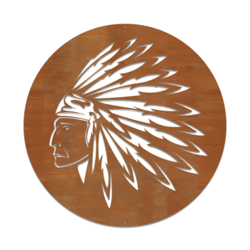 Decorazione da parete in acciaio Corten Nativo Americano