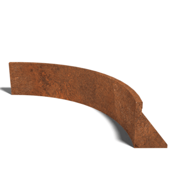 Muro di sostegno in acciaio Corten con curva interna 100 x 100 cm (altezza 30 cm)