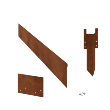 Bordura appiattita in acciaio Corten 13 cm - set completo per 15 metri