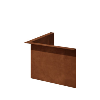 Bordura da giardino in acciaio corten - Con bordi ripiegati - Angolo interno - Altezza 22 cm