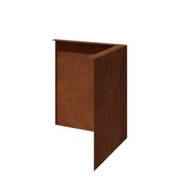 Bordura da giardino in acciaio corten - Con bordi ripiegati - Angolo esterno - Altezza 34 cm