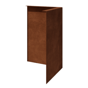 Bordura da giardino in acciaio corten - Con bordi ripiegati - Angolo esterno - Altezza 45 cm