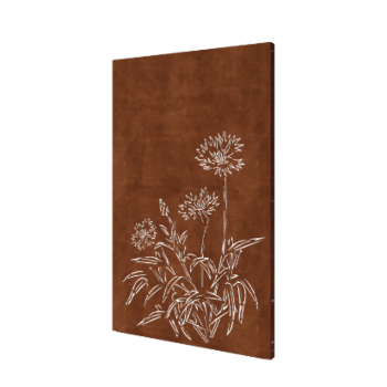Pannello in acciaio corten con fiordaliso 120 x 6 x 190 cm