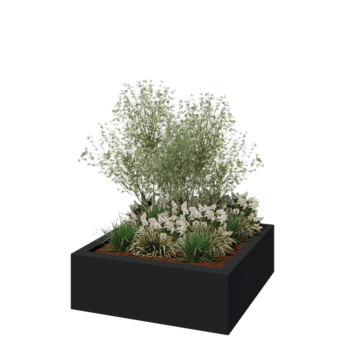 Fioriera in vetroresina - Quadrato - 120 x 120 x 40 cm - RAL7021 opaco (grigio nerastro) - Con fondo