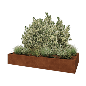 Fioriera XXL in acciaio corten - Rettangolo - 200 x 100 x 30 cm - Senza piastra di base