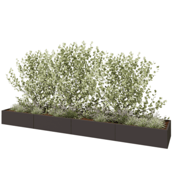 Fioriera XXL in acciaio - Rettangolo - 480 x 80 x 40 cm - RAL7016 opaco (grigio antracite) - Senza piastra di base