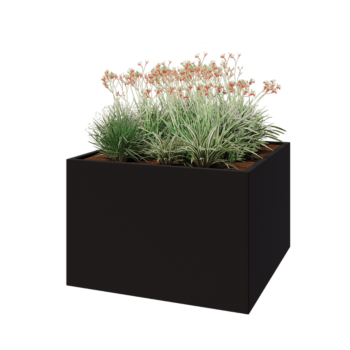 Fioriera in acciaio - Quadrato - 120 x 120 x 80 cm - RAL9005 opaco (nero) - Senza piastra di base