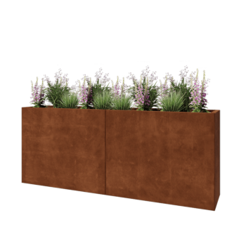 Fioriera XXL in acciaio corten - Rettangolo - 200 x 40 x 80 cm - Senza piastra di base