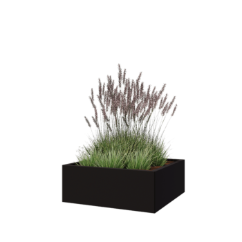 Fioriera in acciaio - Quadrato - 80 x 80 x 30 cm - RAL9005 opaco (nero) - Senza piastra di base