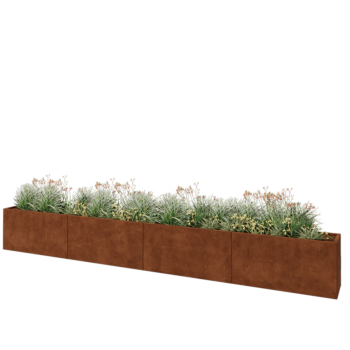 Fioriera XXL in acciaio corten - Rettangolo - 480 x 40 x 60 cm - Senza piastra di base