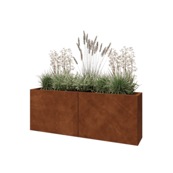 Fioriera XXL in acciaio corten - Rettangolo - 160 x 30 x 60 cm - Con piastra di base