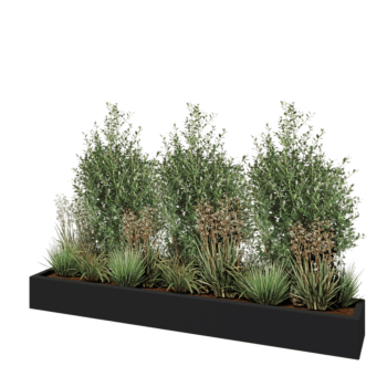 Fioriera in vetroresina - Rettangolo - 200 x 30 x 20 cm - RAL7021 opaco (grigio nerastro) - Con fondo