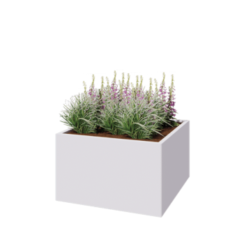 Fioriera in acciaio - Quadrato - 100 x 100 x 60 cm - RAL9010 opaco (bianco) - Con piastra di base