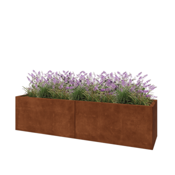 Fioriera XXL in acciaio corten - Rettangolo - 200 x 50 x 50 cm - Senza piastra di base