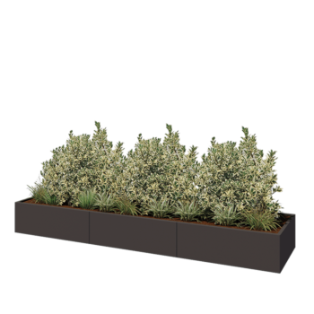 Fioriera XXL in acciaio - Rettangolo - 360 x 80 x 40 cm - RAL7016 opaco (grigio antracite) - Senza piastra di base