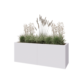 Fioriera XXL in acciaio - Rettangolo - 160 x 50 x 60 cm - RAL9010 opaco (bianco) - Senza piastra di base