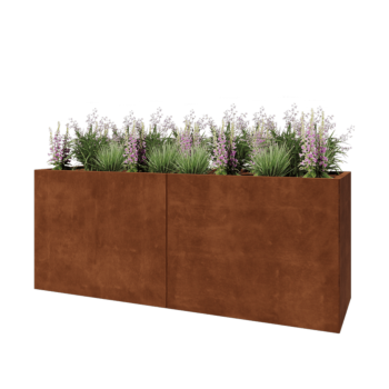 Fioriera XXL in acciaio corten - Rettangolo - 200 x 60 x 80 cm - Senza piastra di base