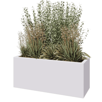 Fioriera in vetroresina - Rettangolo - 120 x 40 x 50 cm - RAL9010 opaco (bianco) - Con fondo