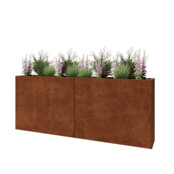 Fioriera XXL in acciaio corten - Rettangolo - 200 x 30 x 80 cm - Senza piastra di base