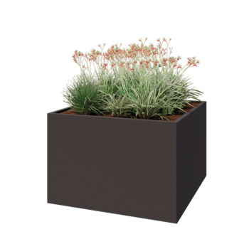 Fioriera in acciaio - Quadrato - 120 x 120 x 80 cm - RAL7016 opaco (grigio antracite) - Con piastra di base