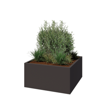 Fioriera in acciaio - Quadrato - 100 x 100 x 50 cm - RAL7016 opaco (grigio antracite) - Senza piastra di base