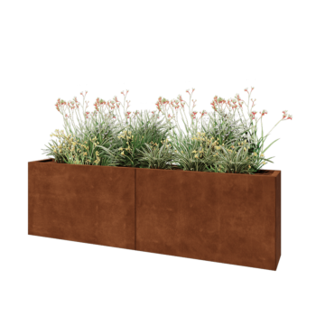 Fioriera XXL in acciaio corten - Rettangolo - 200 x 30 x 60 cm - Senza piastra di base