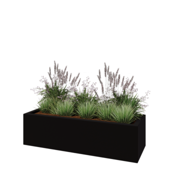 Fioriera in vetroresina - Rettangolo - 150 x 50 x 40 cm - RAL9005 opaco (nero) - Con fondo