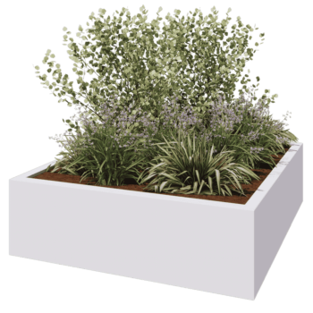 Fioriera in vetroresina - Quadrato - 200 x 200 x 60 cm - RAL9010 opaco (bianco) - Con fondo