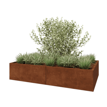 Fioriera XXL in acciaio corten - Rettangolo - 200 x 120 x 40 cm - Senza piastra di base
