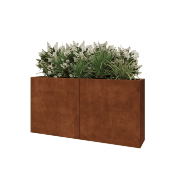Fioriera XXL in acciaio corten - Rettangolo - 160 x 30 x 80 cm - Con piastra di base