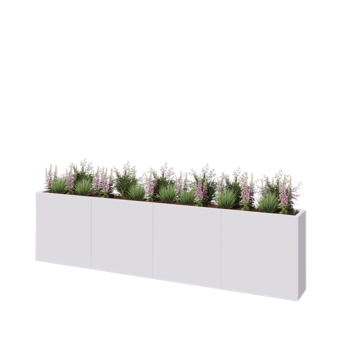 Fioriera XXL in acciaio - Rettangolo - 320 x 30 x 80 cm - RAL9010 opaco (bianco) - Senza piastra di base