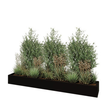 Fioriera in vetroresina - Rettangolo - 200 x 30 x 20 cm - RAL9005 opaco (nero) - Con fondo