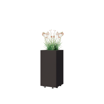 Fioriera in acciaio - Quadrato - 30 x 30 x 60 cm - RAL7016 opaco (grigio antracite) - Con piastra di base - Con piedi