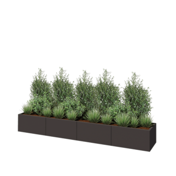 Fioriera XXL in acciaio - Rettangolo - 320 x 50 x 40 cm - RAL7016 opaco (grigio antracite) - Con piastra di base