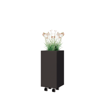 Fioriera in acciaio - Quadrato - 30 x 30 x 60 cm - Altri colori RAL - Con piastra di base - Con ruote
