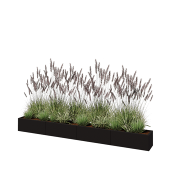 Fioriera XXL in acciaio - Rettangolo - 320 x 30 x 30 cm - RAL9005 opaco (nero) - Senza piastra di base