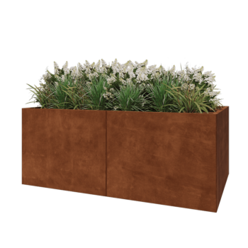 Fioriera XXL in acciaio corten - Rettangolo - 200 x 120 x 80 cm - Senza piastra di base