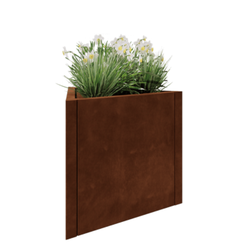 Fioriera in acciaio corten - Triangolo equilatero - 70,6 x 61 x 60 cm - Senza piastra di base