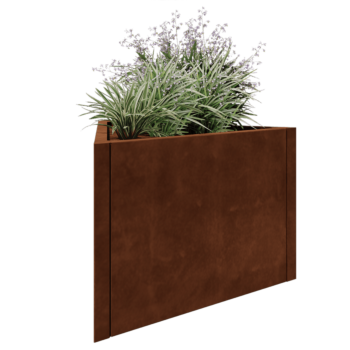 Fioriera in acciaio corten - Triangolo equilatero - 90,6 x 78,3 x 60 cm - Senza piastra di base
