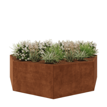 Fioriera in acciaio corten - Ottagono - 289,7 x 289,7 x 80 cm - Senza piastra di base